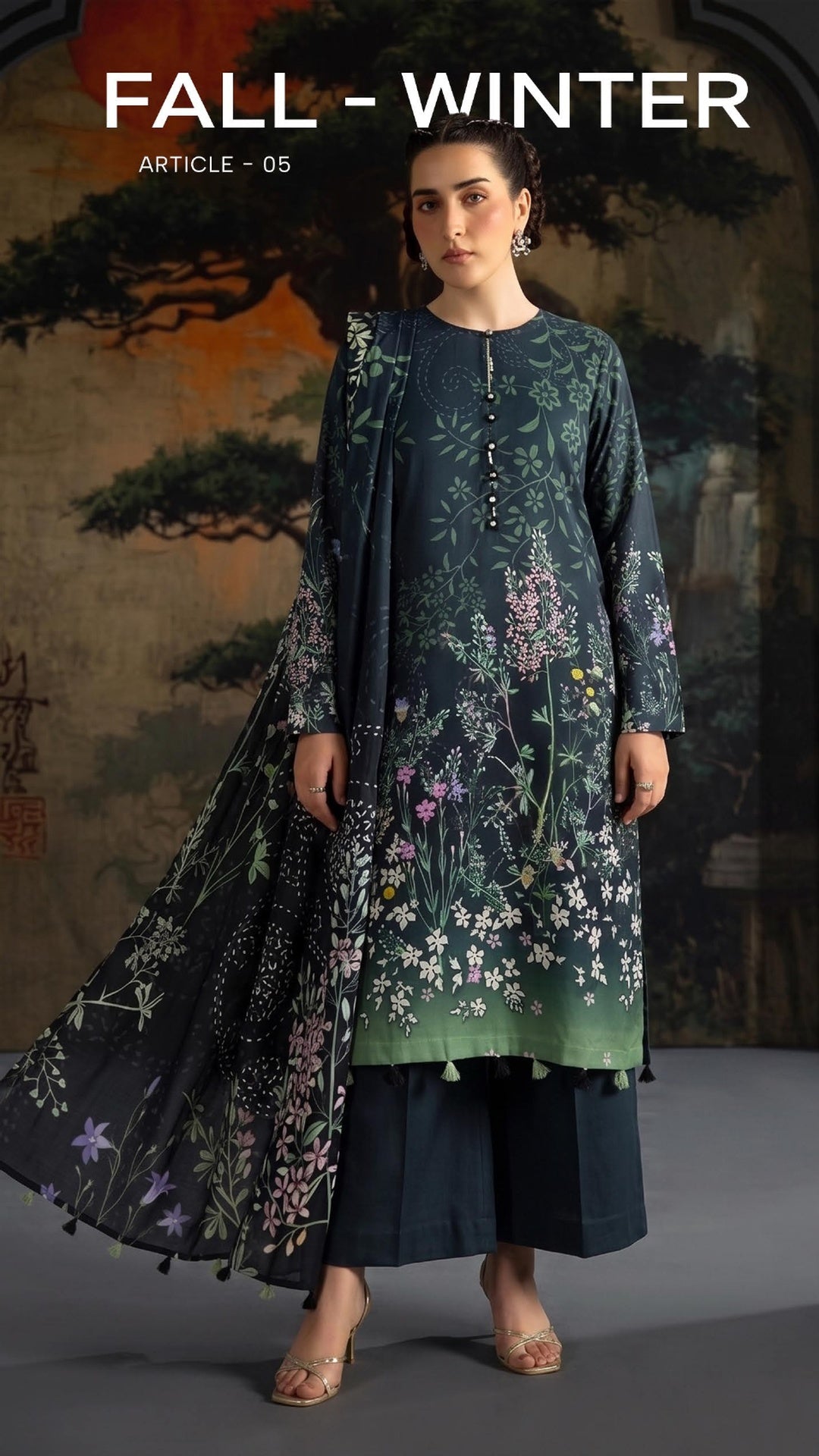 Kissa Fall Winter Article 05 unstitched 3 piece linen suit