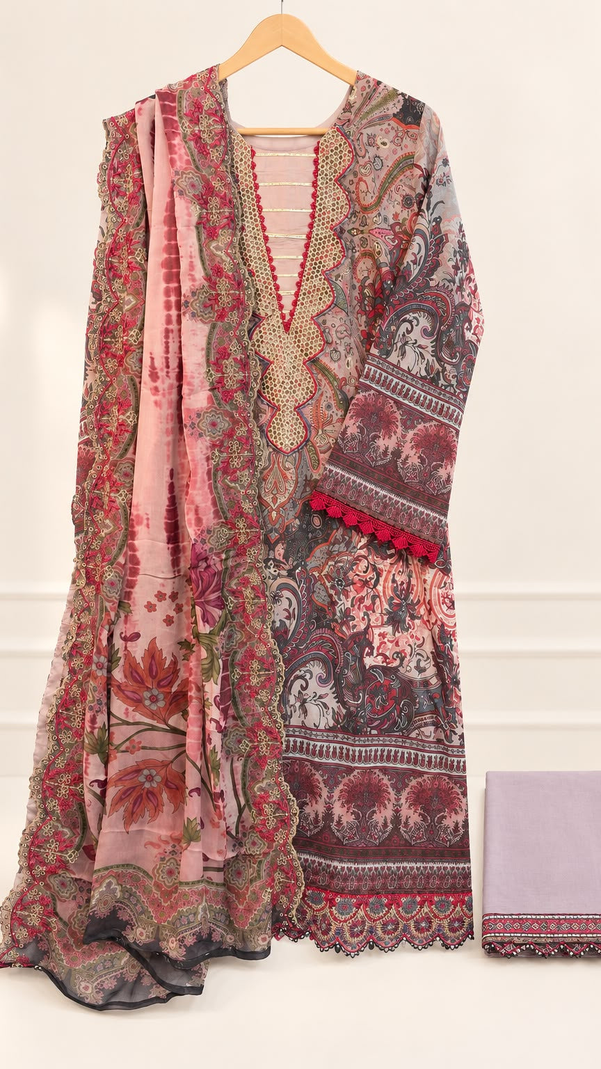 Guljee Embroidered Lawn – Stitched Collection - Unique Sapphire