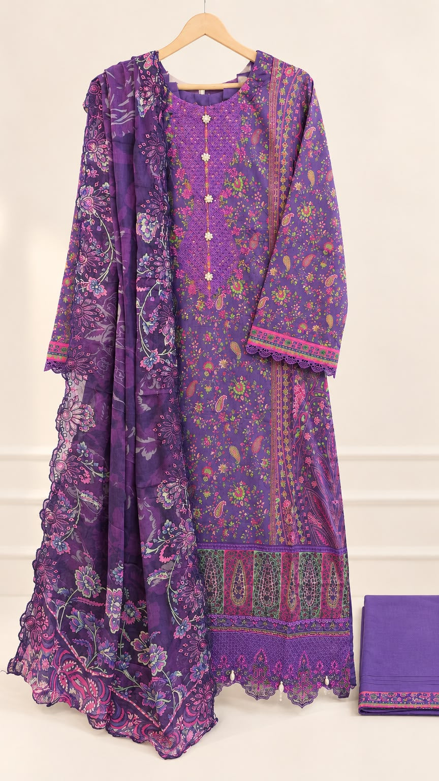 Guljee Embroidered Lawn – Stitched Collection - Unique Sapphire