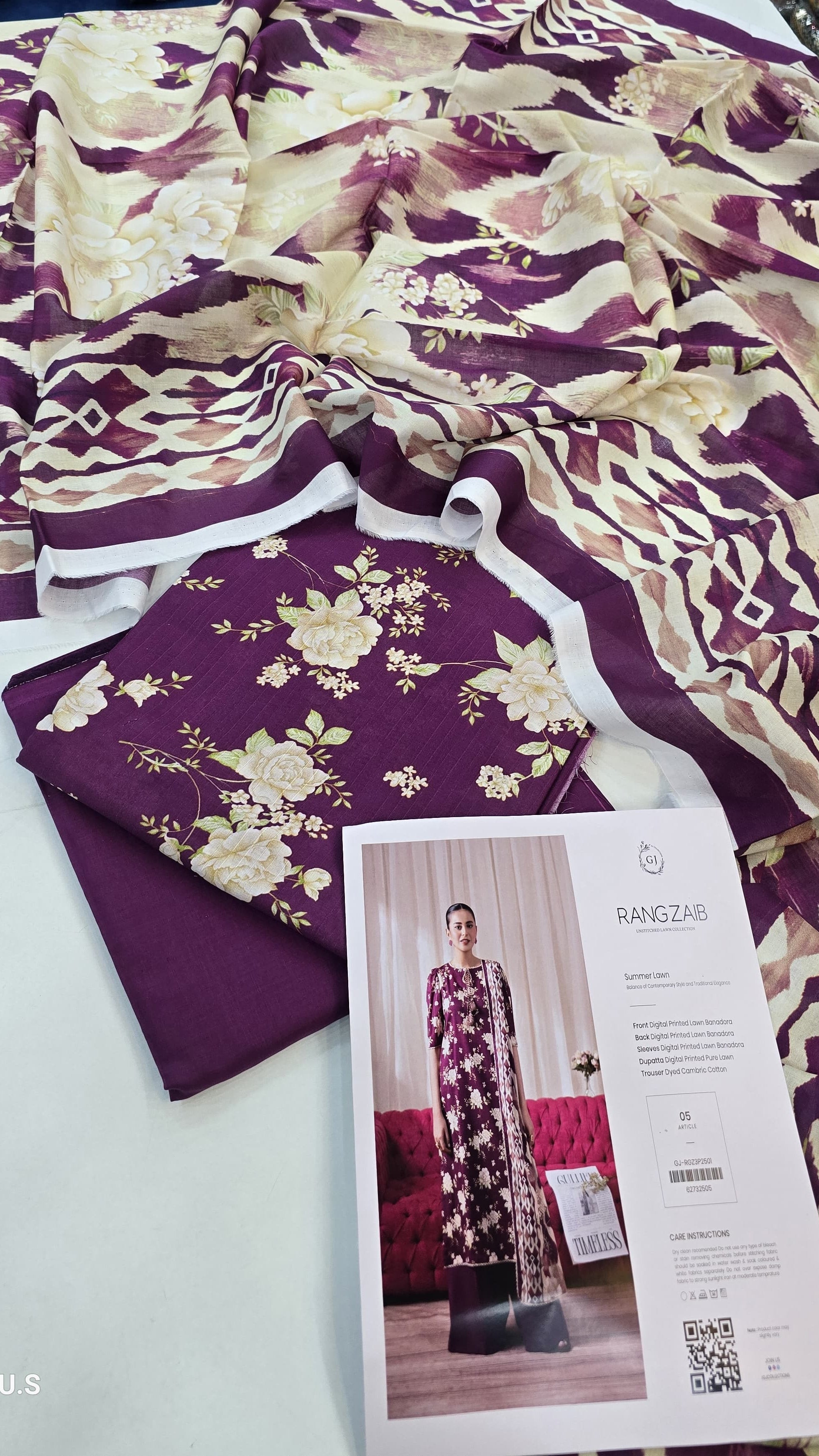 ✨ GULJEE Printed Lawn – 3 Piece Suit ✨
