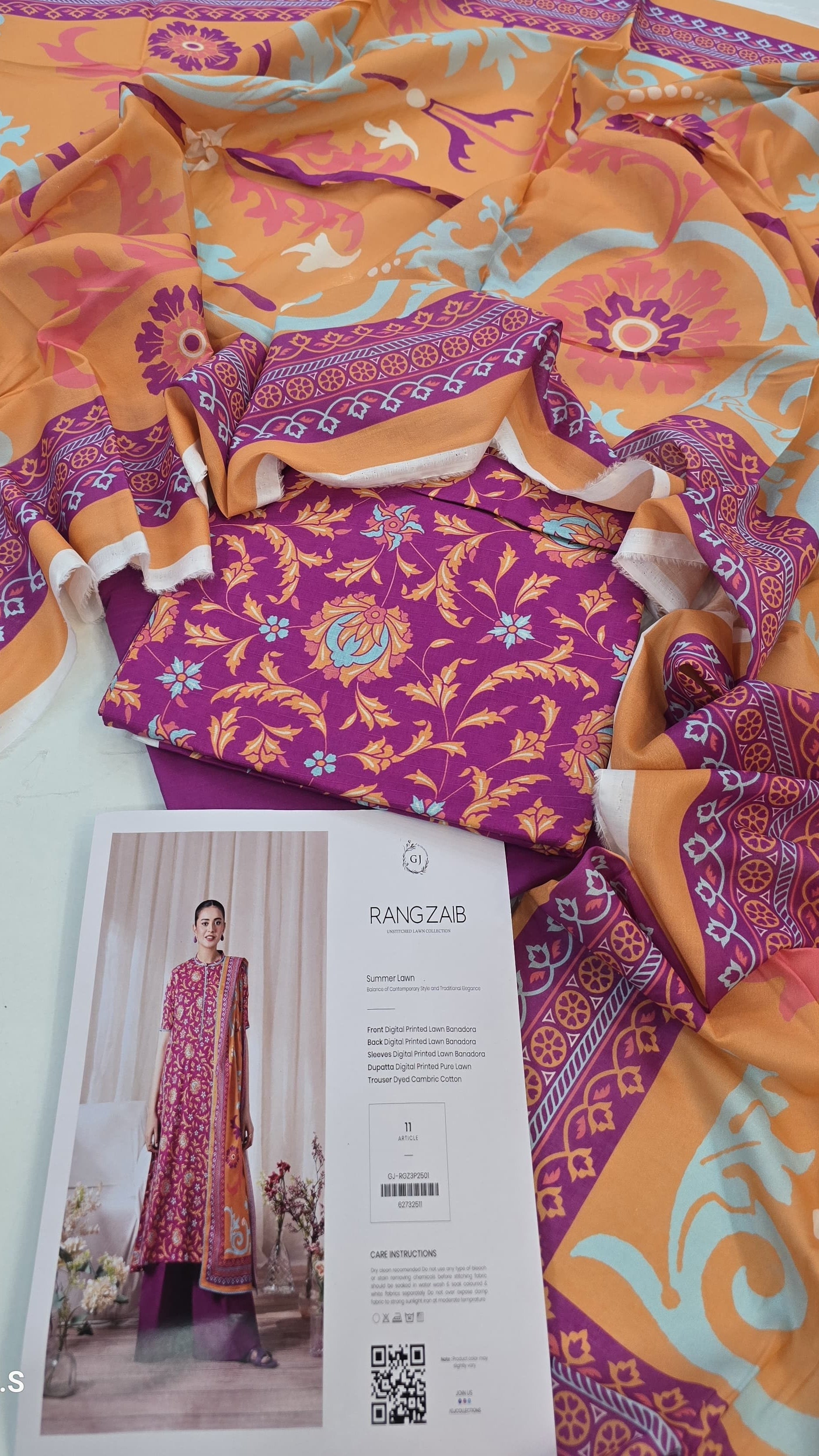 ✨ GULJEE Printed Lawn – 3 Piece Suit ✨