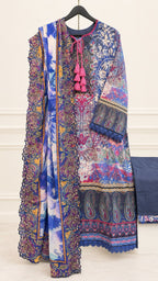 Guljee Embroidered Lawn – Stitched Collection - Unique Sapphire